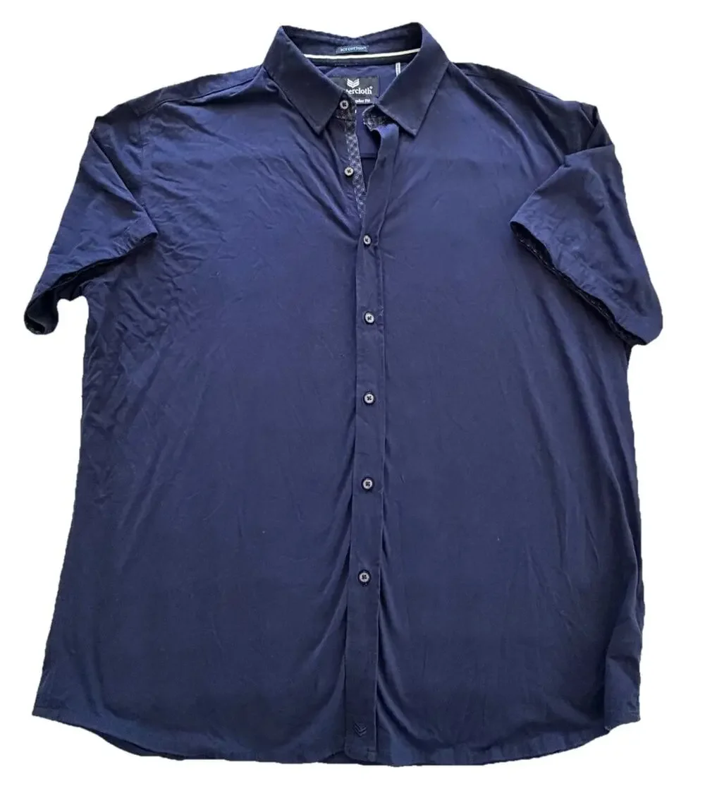 Buttercloth Mens Short Sleeves Icy Cotton Mens Navy Polo Shirt 2XL $138 Cooling